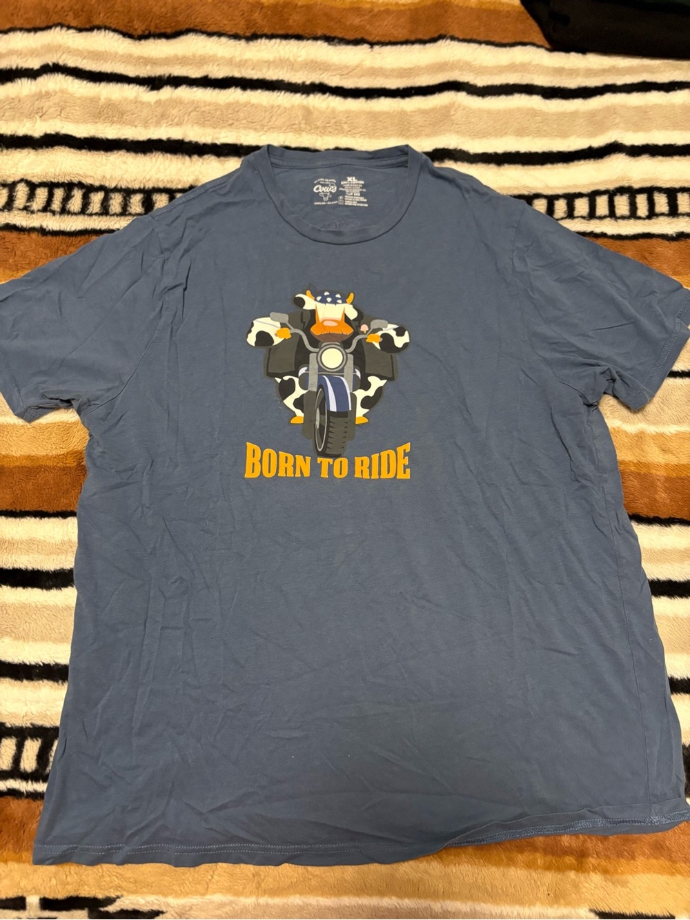💙4/$10💙 Cows Creamery Blue 'Born to Ride' Motorcycle Graphic Tee